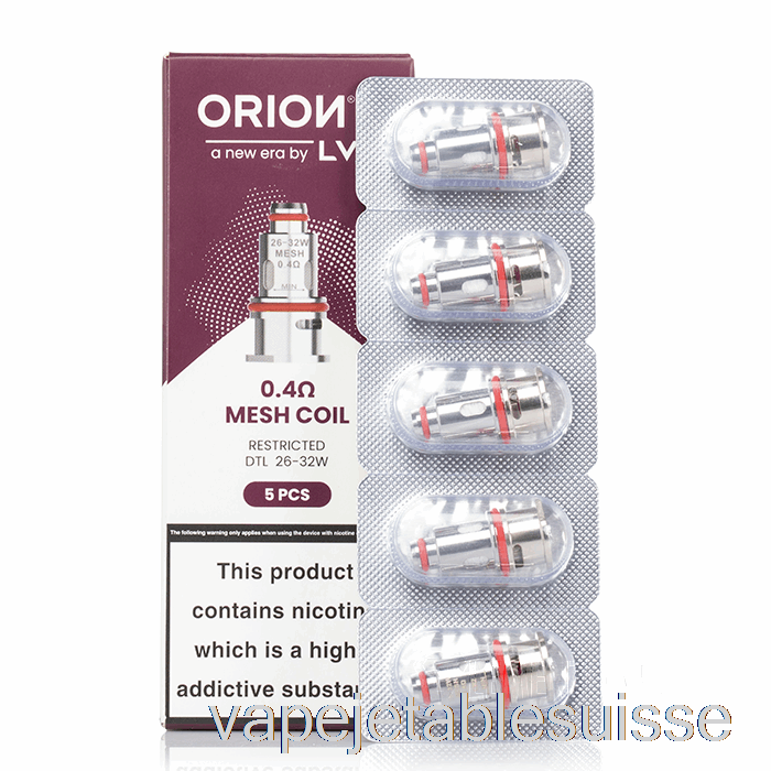 Vape Suisse Lve Orion 2 Bobines De Remplacement Bobines De Maille 0,4ohm